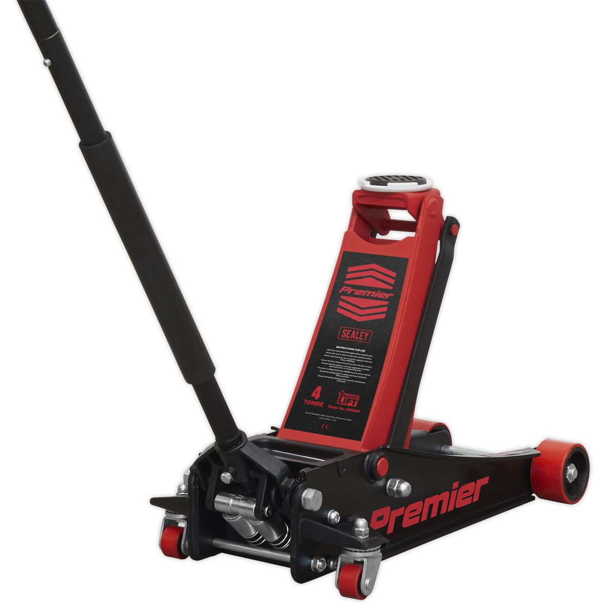 Sealey Premier Trolley Jack 4 Tonne Low Profile Rocket Lift Red