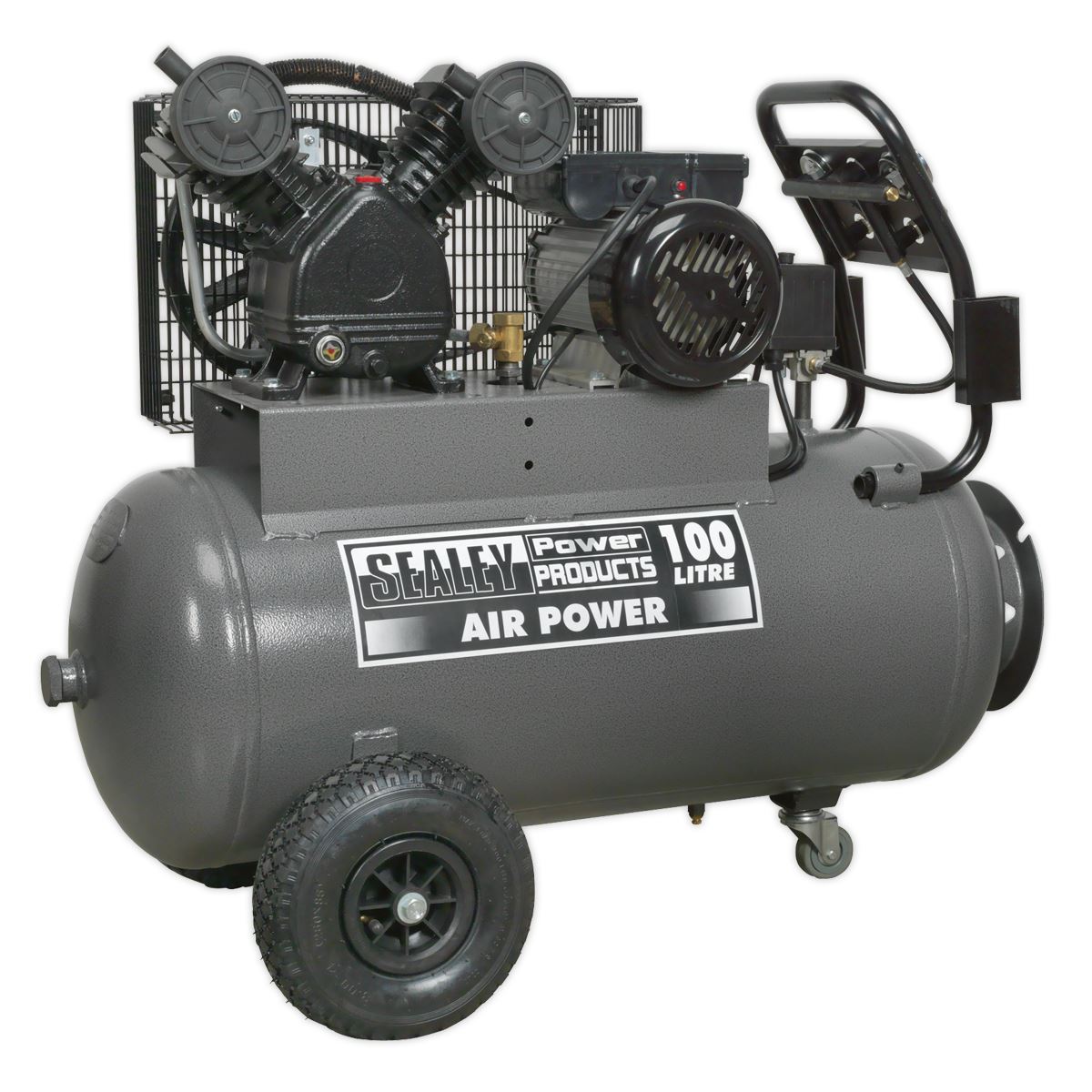 Sealey Premier Industrial Air Compressor 100L Belt Drive 3hp with Front Control Panel