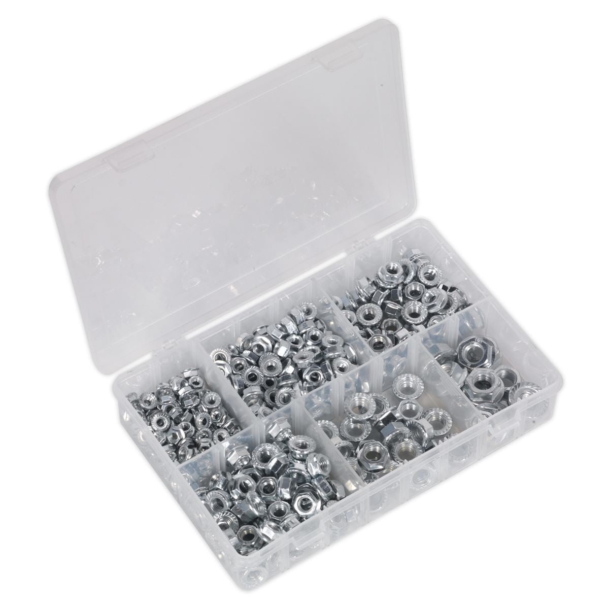 Sealey Flange Nut Assortment 390pc M5-M12 Serrated Metric