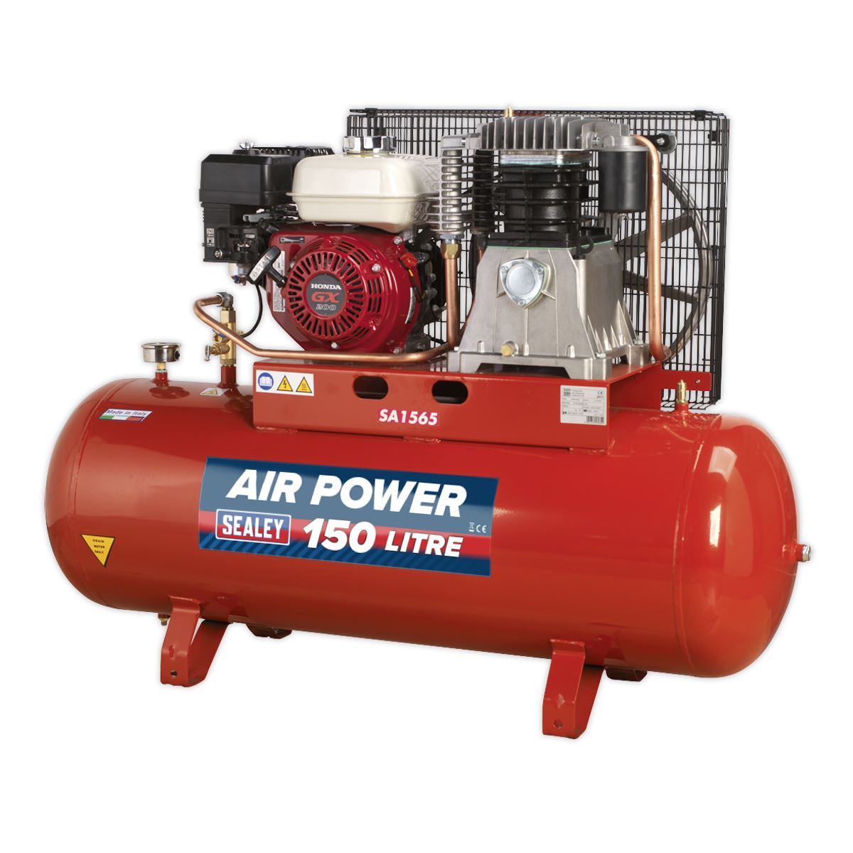 Sealey Air Compressor 150L Belt Drive Petrol Engine 6.5hp