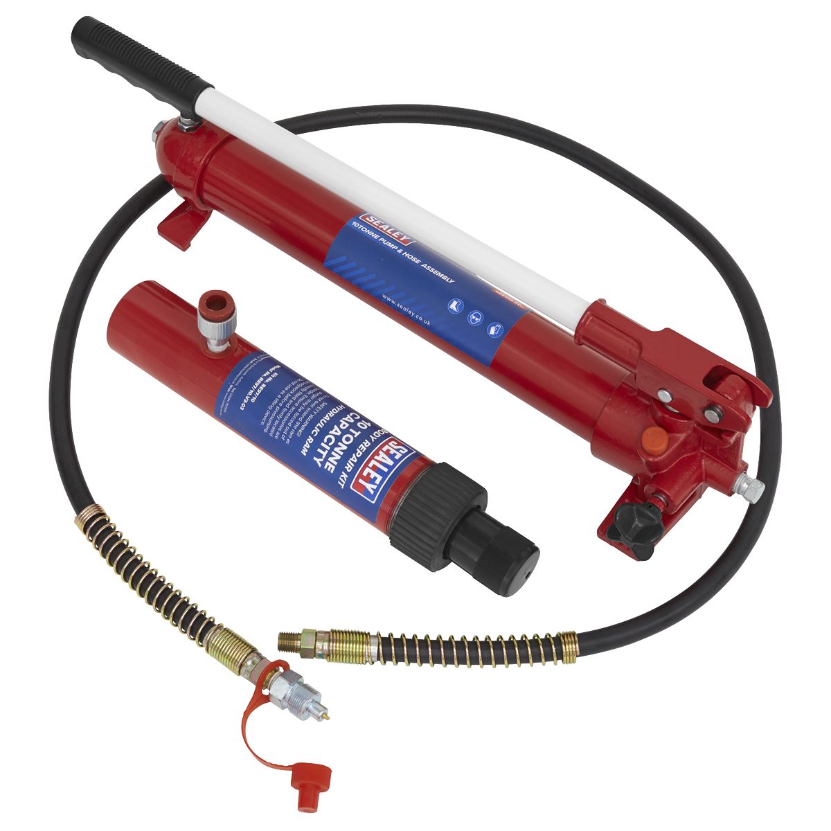 Sealey Snap Push Ram with Pump & Hose Assembly - 10 Tonne