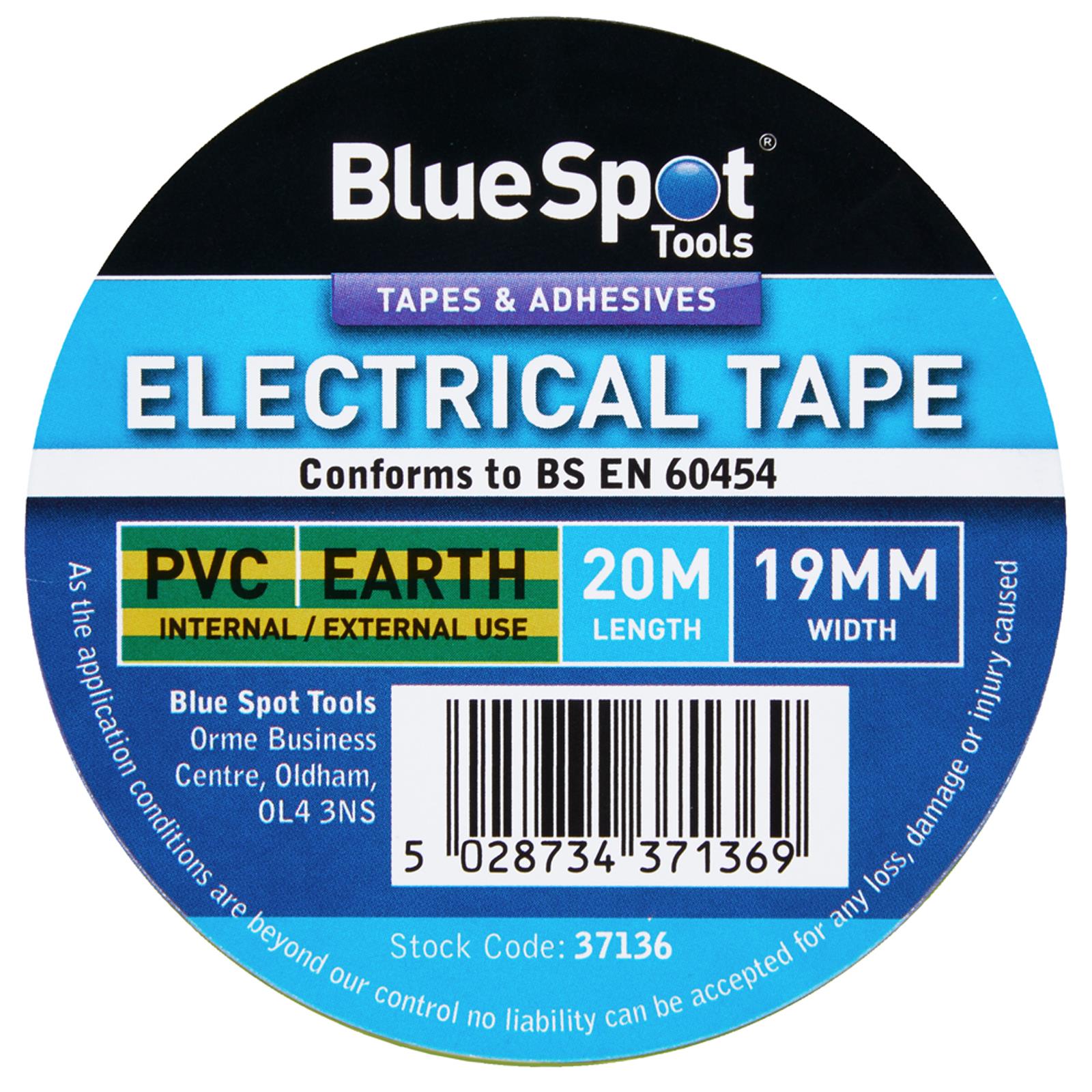 BlueSpot Electrical Insulation Tape Earth (Yellow and Green) PVC 19mm x 20m
