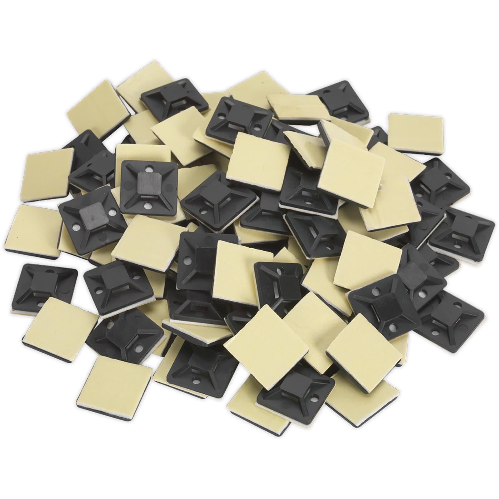 Sealey Cable Tie Mount Self Adhesive 20 x 20mm Black Pack of 100