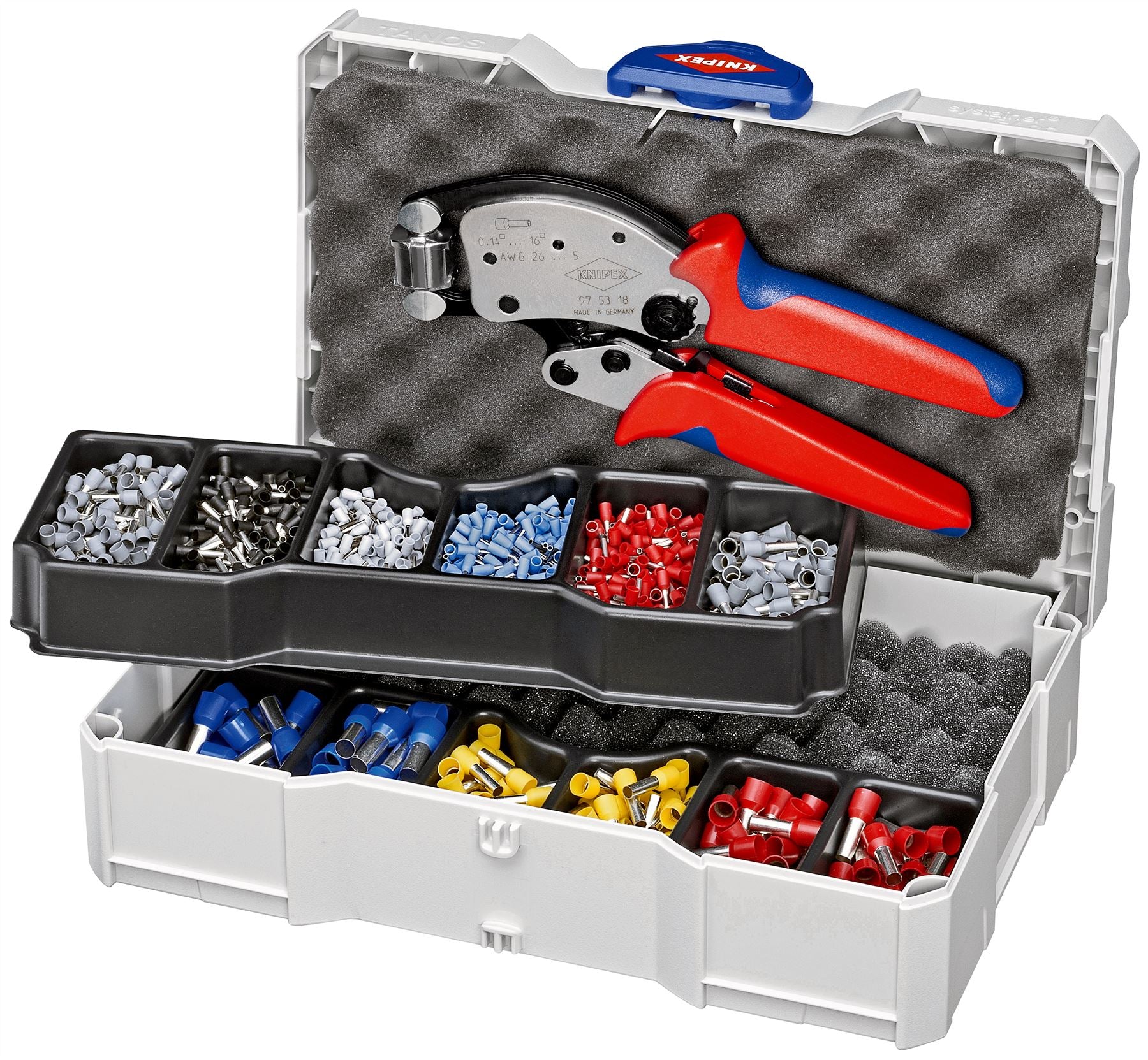 Knipex Crimp Assortment for Wire Ferrules with Plastic Collars in TANOS MINI systainer Box 97 90 13