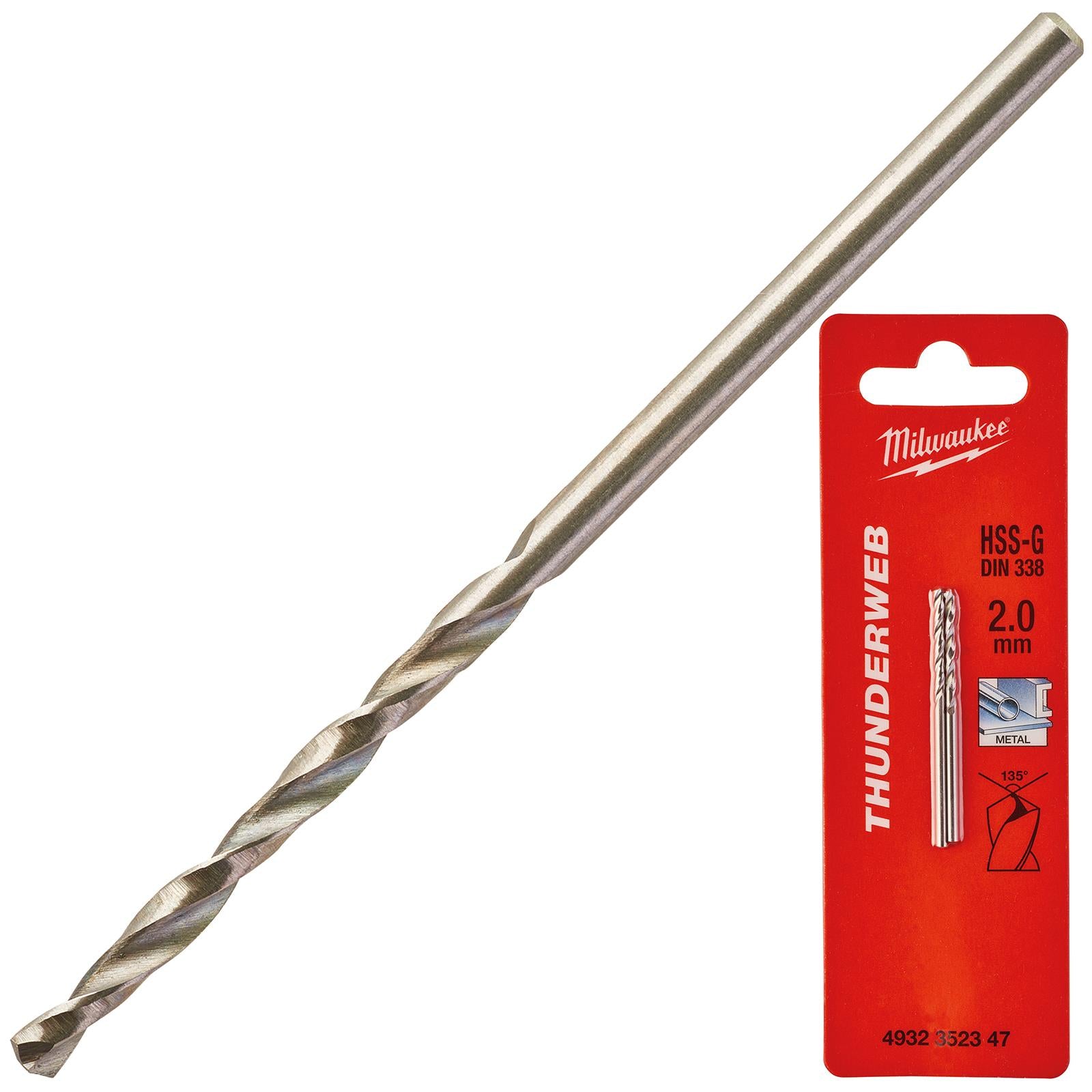 Milwaukee Thunderweb Metal Drill Bits HSS-G Ground DIN338 2 Pack 1.0-4.0mm