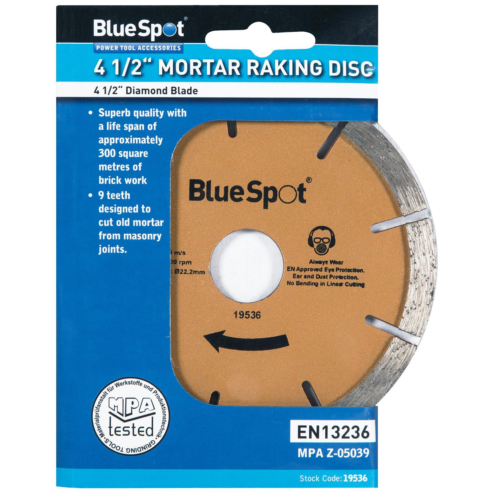 BlueSpot Diamond Mortar Raking Disc Blade 115mm 4.5" Angle Grinder Pointing