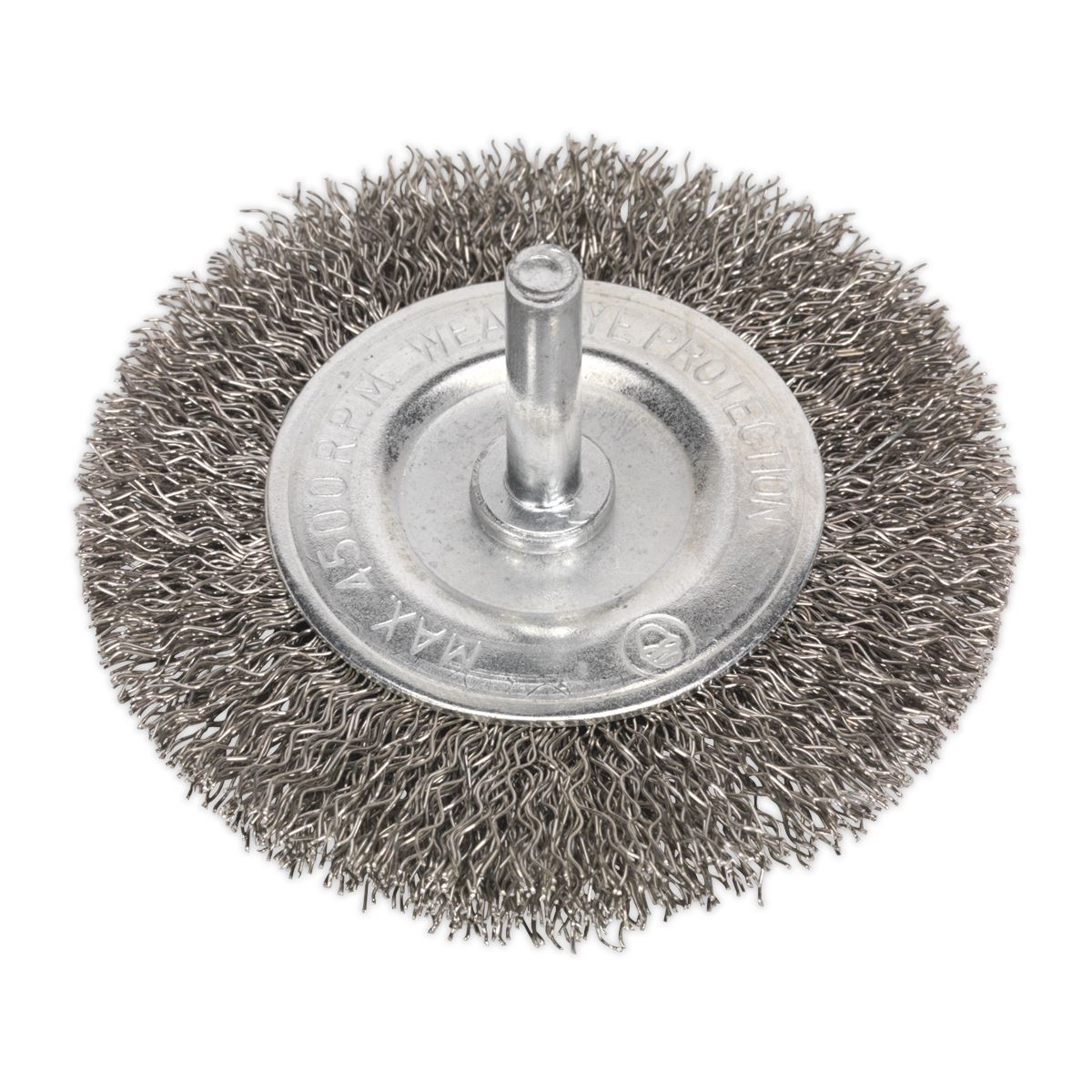 Sealey Crimped Flat Wire Brush Stainless Steel 75mm with 6mm Shaft