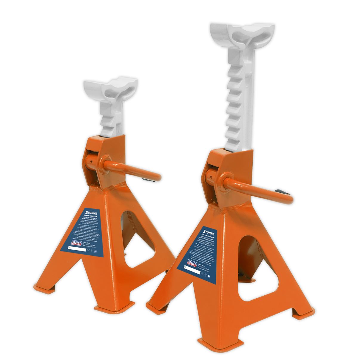 Sealey Ratchet Type Axle Stands (Pair) 2 Tonne Capacity per Stand - Orange