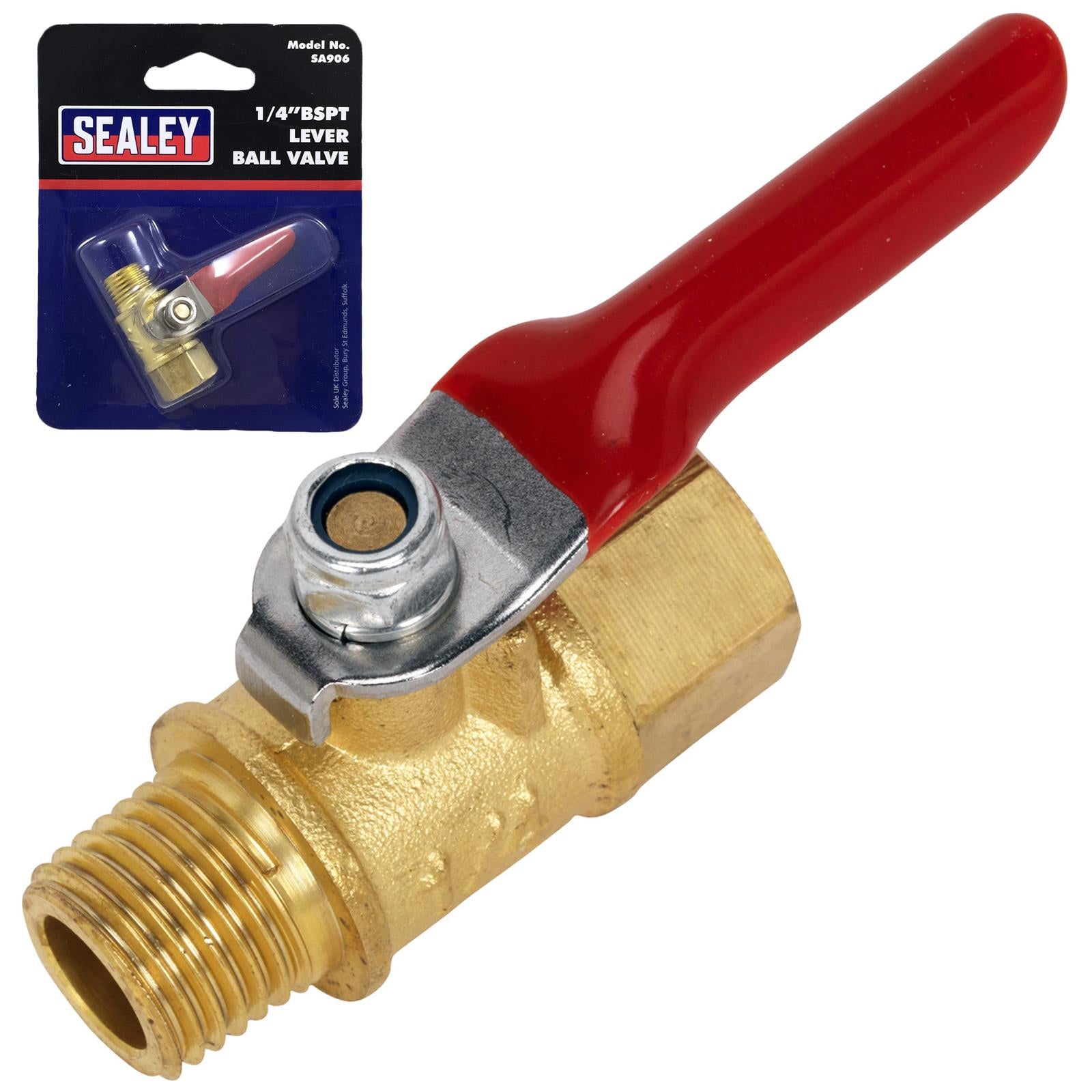 Sealey 1/4" BSPT Ball Valve Lever Air Compressor Connector