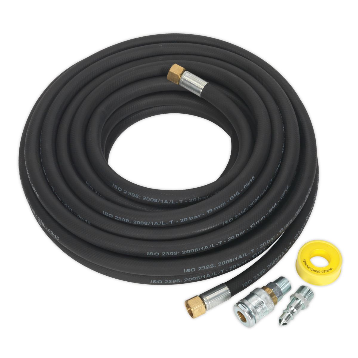 Sealey Air Hose Kit 15m x Ø13mm High Flow with 100 Series Adaptors