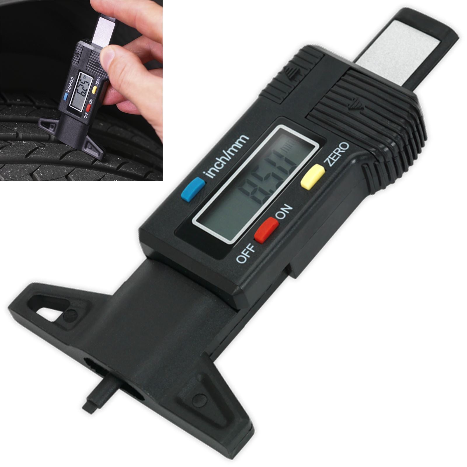 Sealey 0-25mm Digital Tyre Tread Depth Gauge Tester Gauge Monitor LCD Display