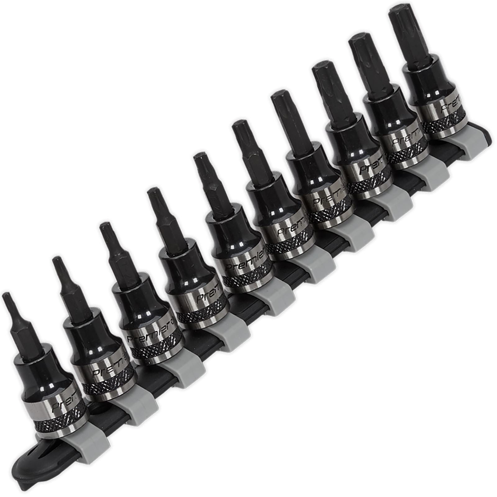 Sealey Premier Black 10 Piece 3/8" Square Drive Trx-Star Socket Bit Set T10-T50