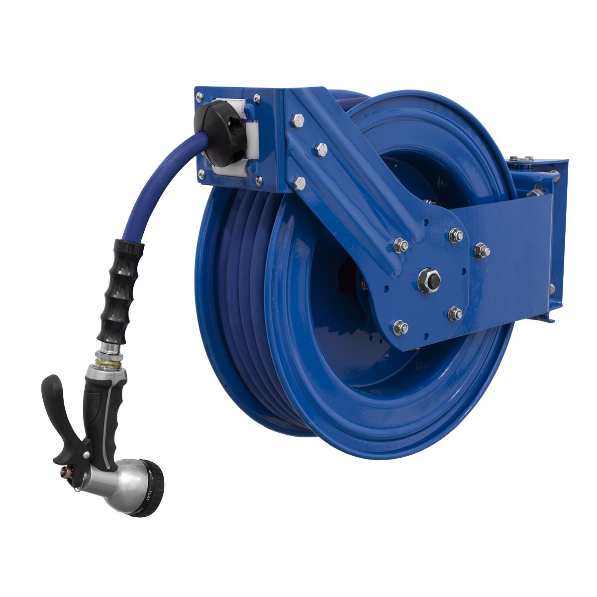 Sealey Heavy-Duty Retractable Water Hose Reel 15m Ø13mm ID Rubber Hose