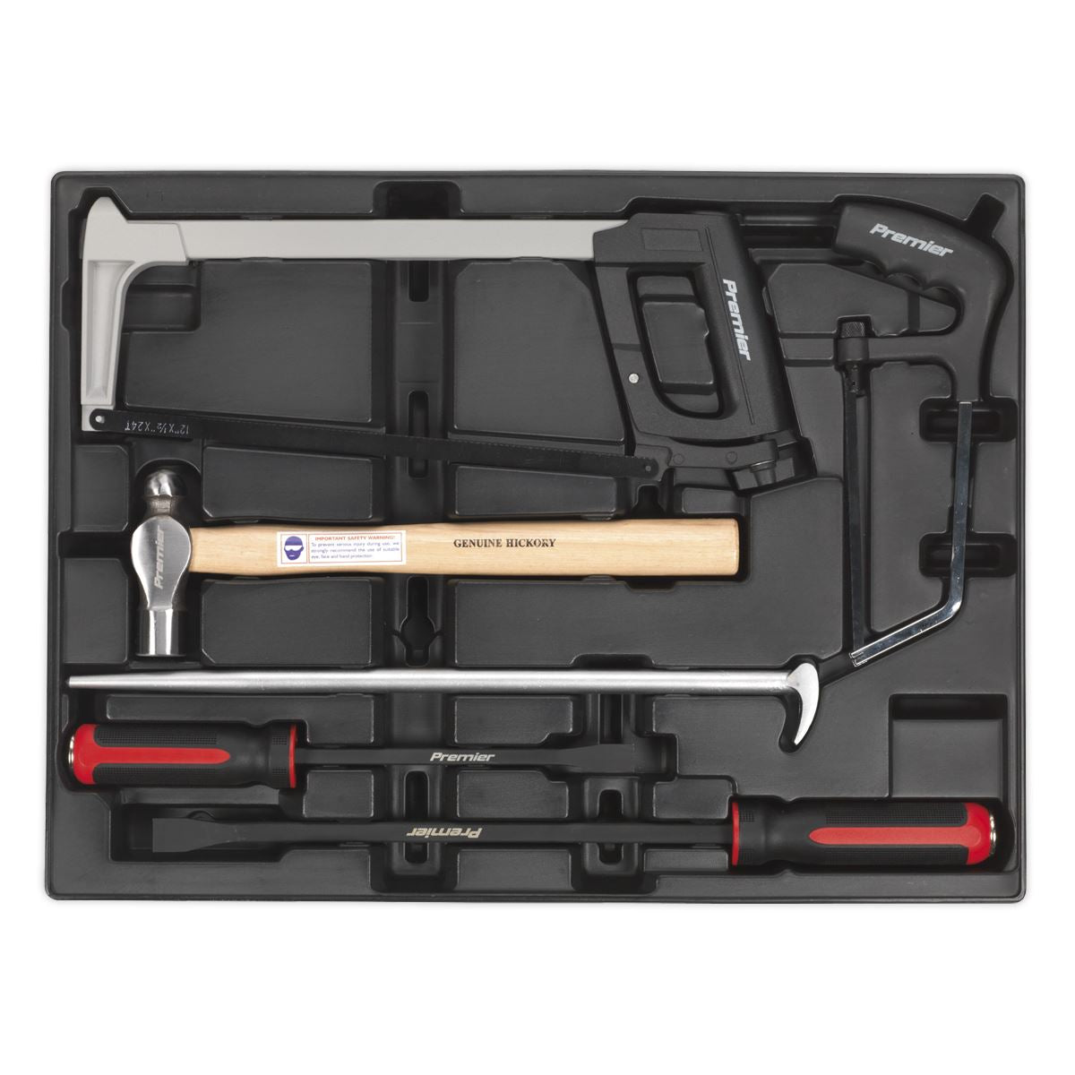 Sealey Premier Tool Tray with Pry Bar, Hammer & Hacksaw Set 6pc