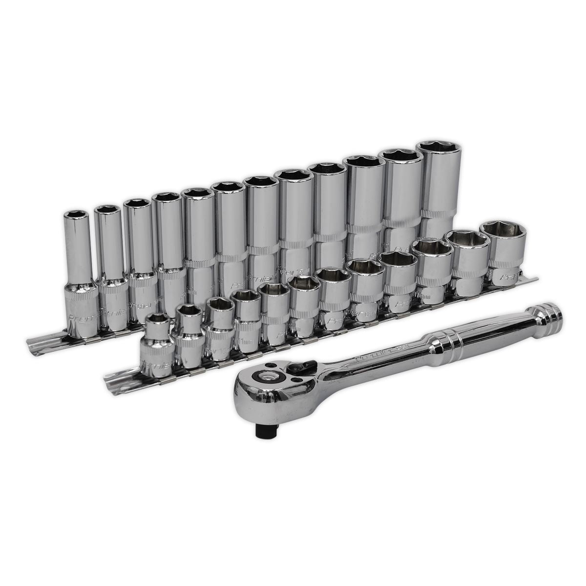 Sealey Premier Ratchet Wrench & Socket Set 25pc 3/8"Sq Drive