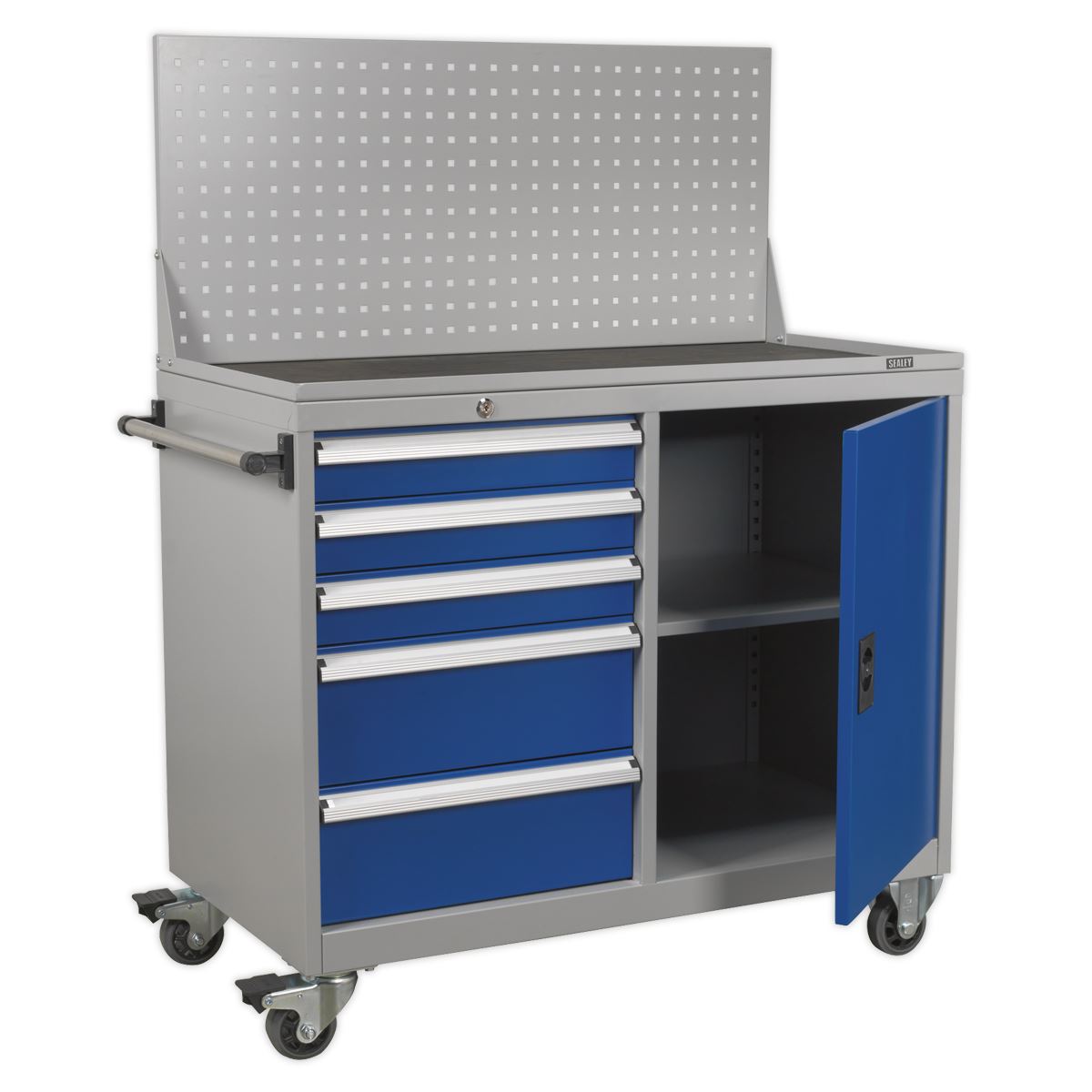 Sealey Premier Industrial Industrial Mobile Workstation 5 Drawer & 1 Shelf Locker