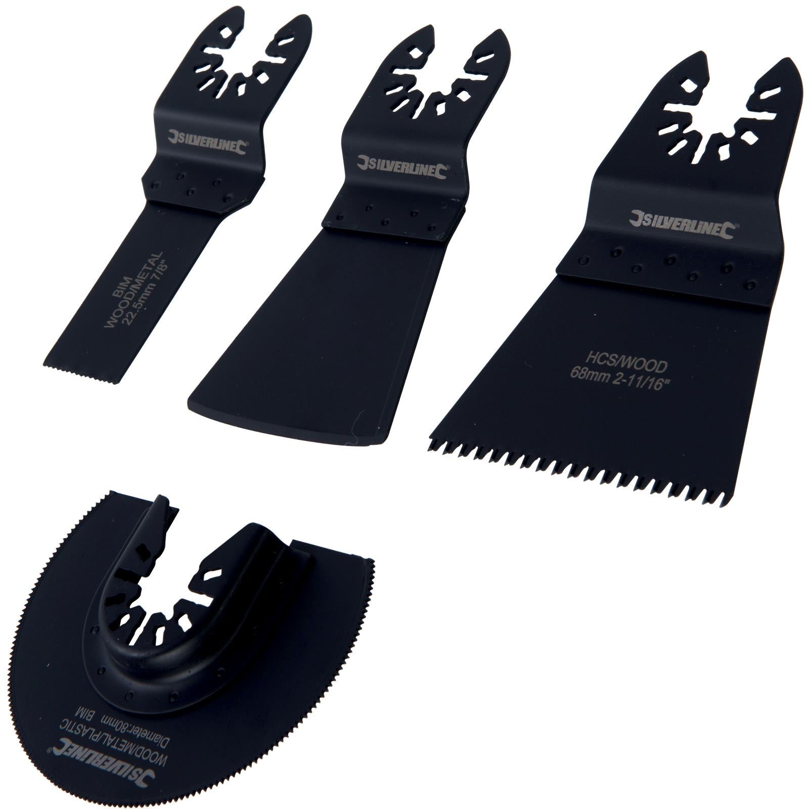 Silverline 4 Piece Cutting & Scraping Set Wood Metal Plastic HSS HCS Multi Tool