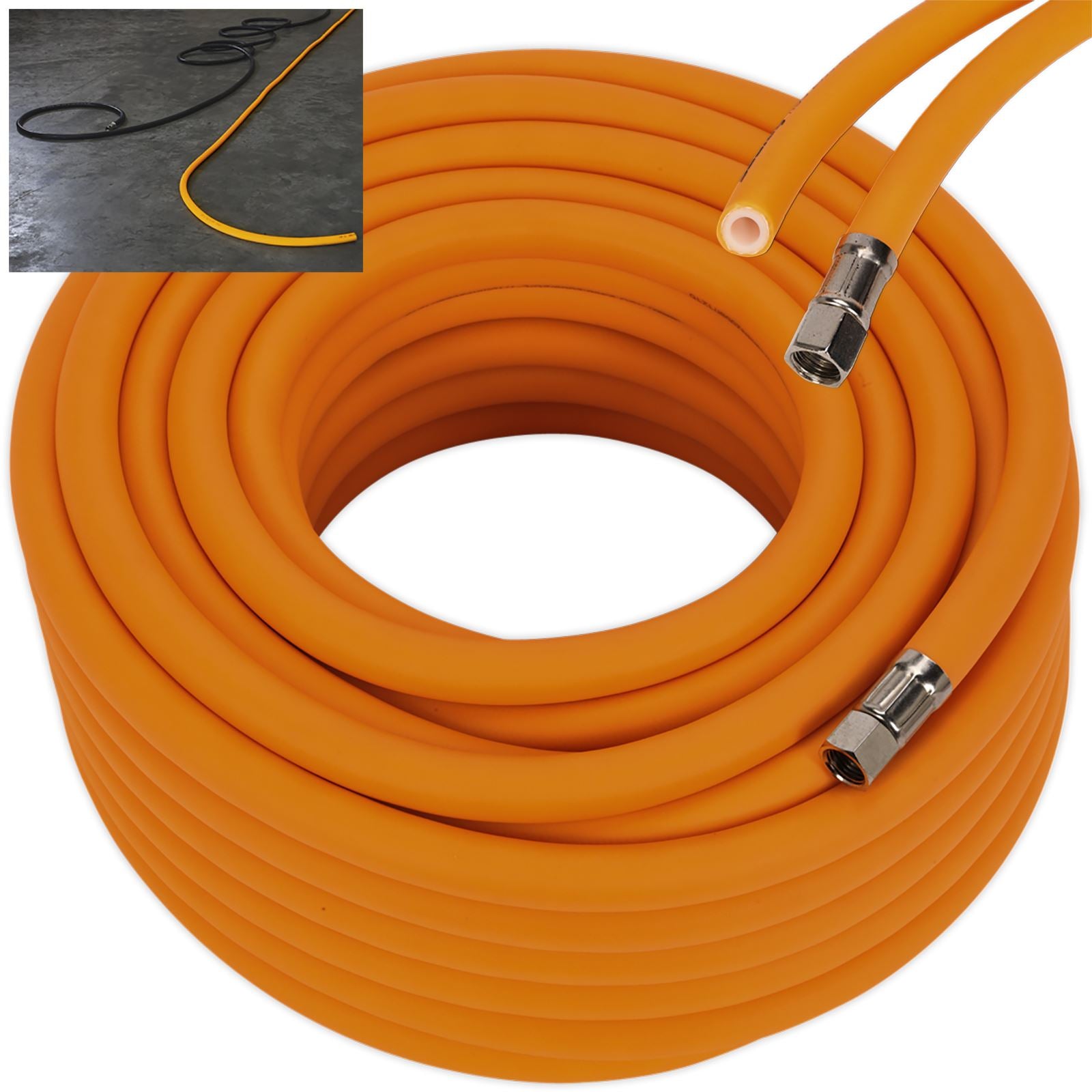 Sealey 20m x Ø10mm Hybrid High Visibility Air Hose with 1/4" BSP Unions