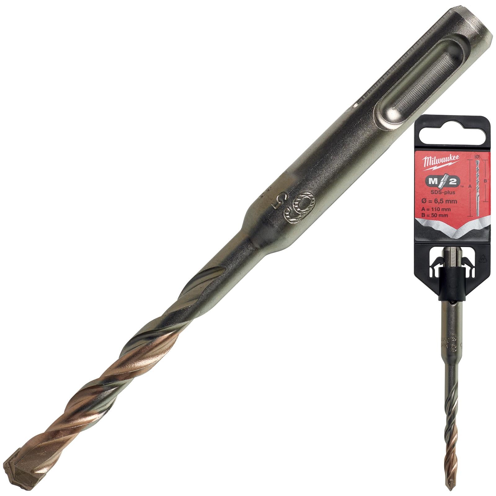 Milwaukee SDS Plus M2 Hammer Drill Bits 2 Cut 3-26 mm Diameter