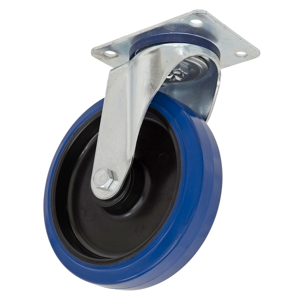 Sealey Heavy-Duty Blue Elastic Rubber Swivel Castor Wheel Ø100mm - Trade