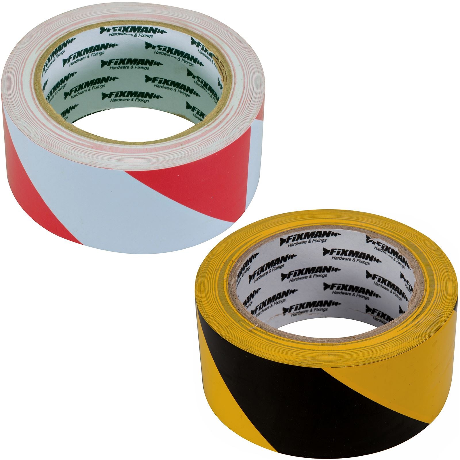 Fixman 50mm x 33m Hazard Tape Red/White or Yellow/Black