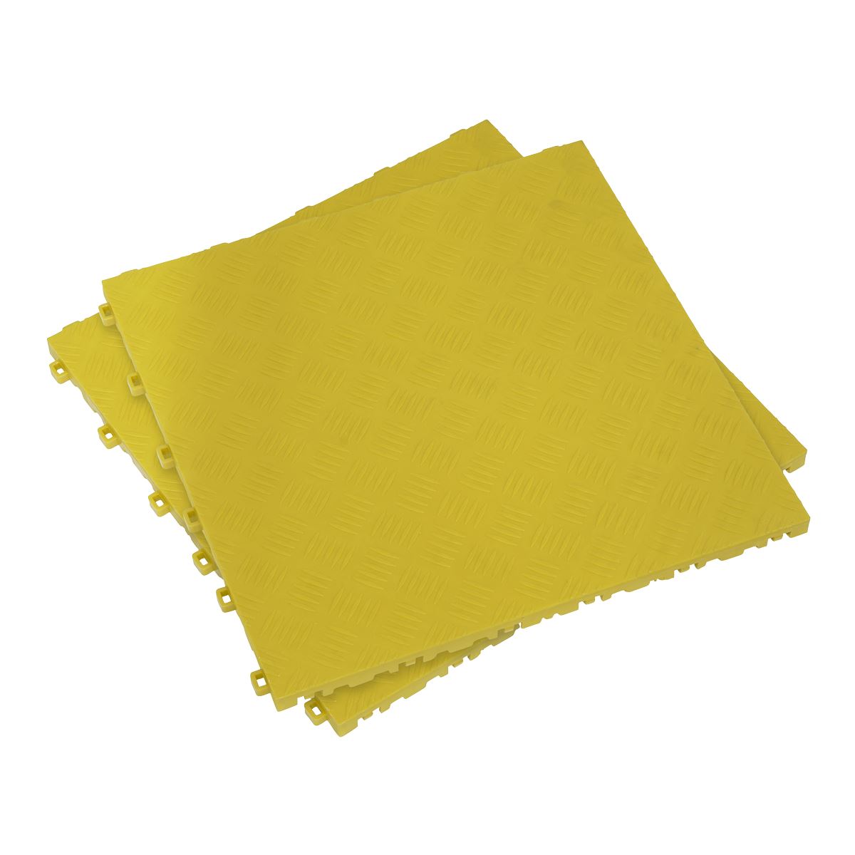 Sealey Polypropylene Floor Tile - Yellow Treadplate 400 x 400mm - Pack of 9