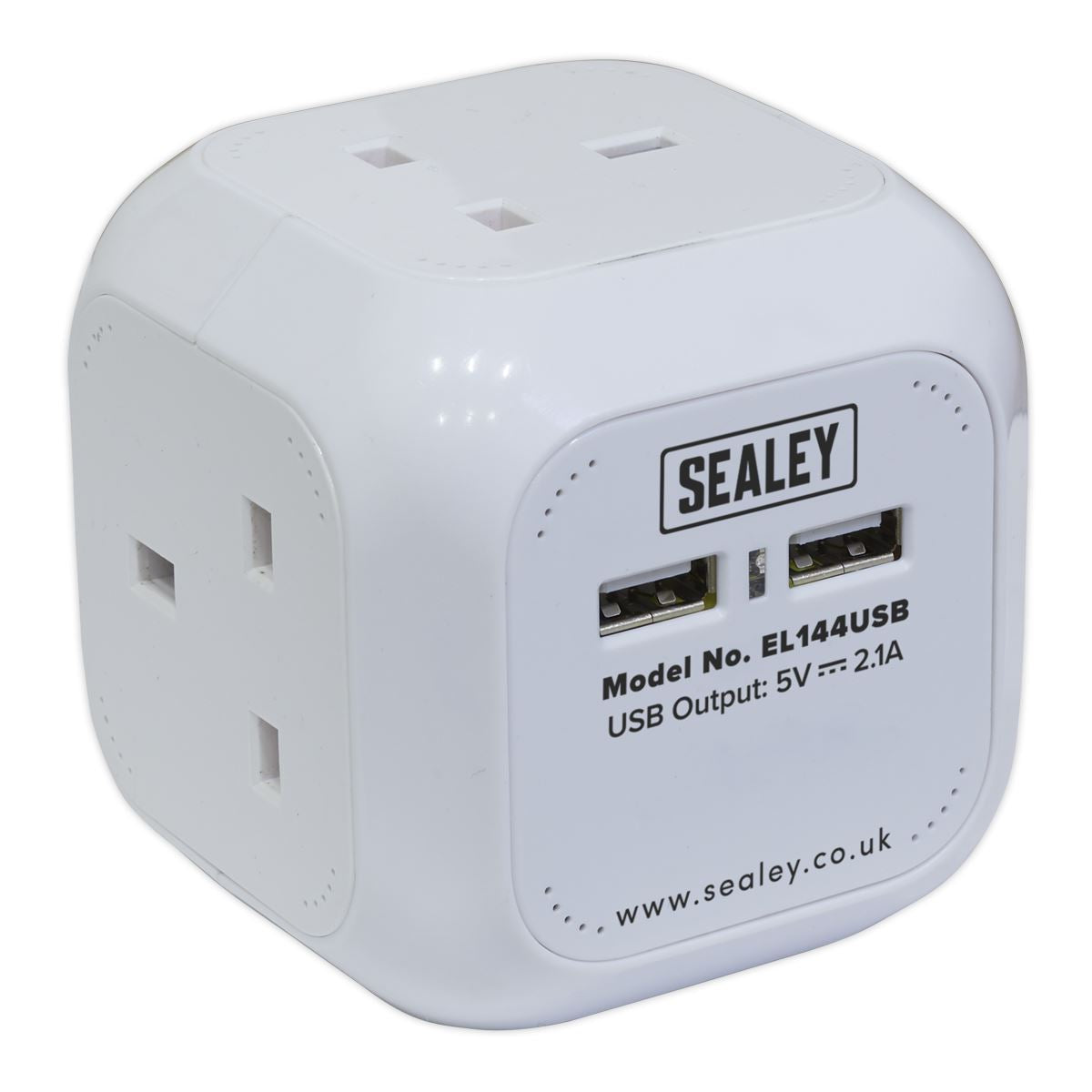 Sealey Extension Cable Cube 1.4m 4 x 230V & 2 x USB Sockets - White