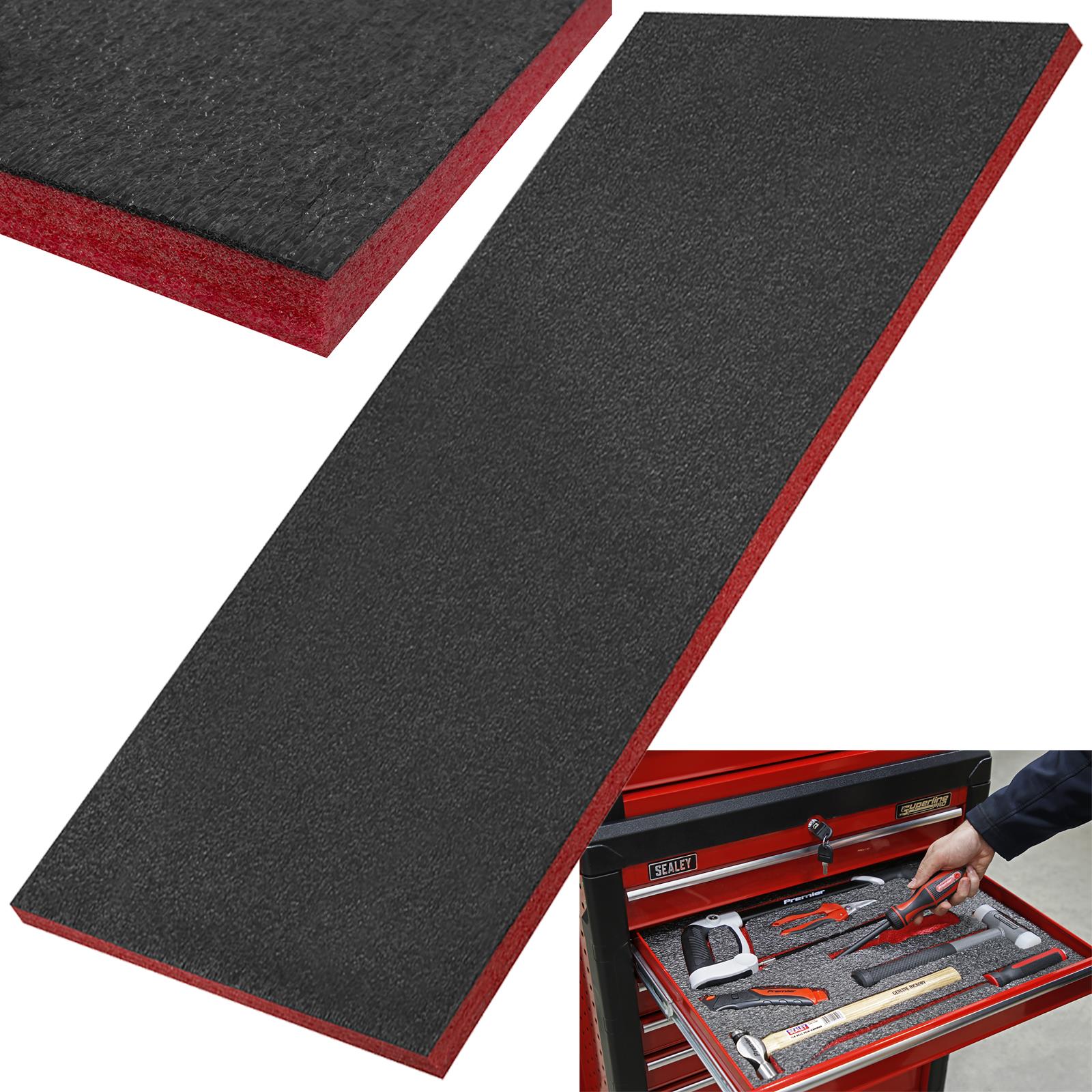 Sealey Easy Peel Shadow Foam Red Black 1200 x 550 x 30mm Tool Tray Insert