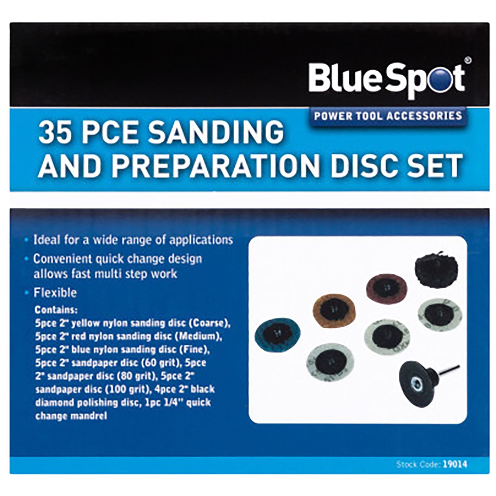 BlueSpot Sanding and Preparation Disc Set 50mm 35 Piece