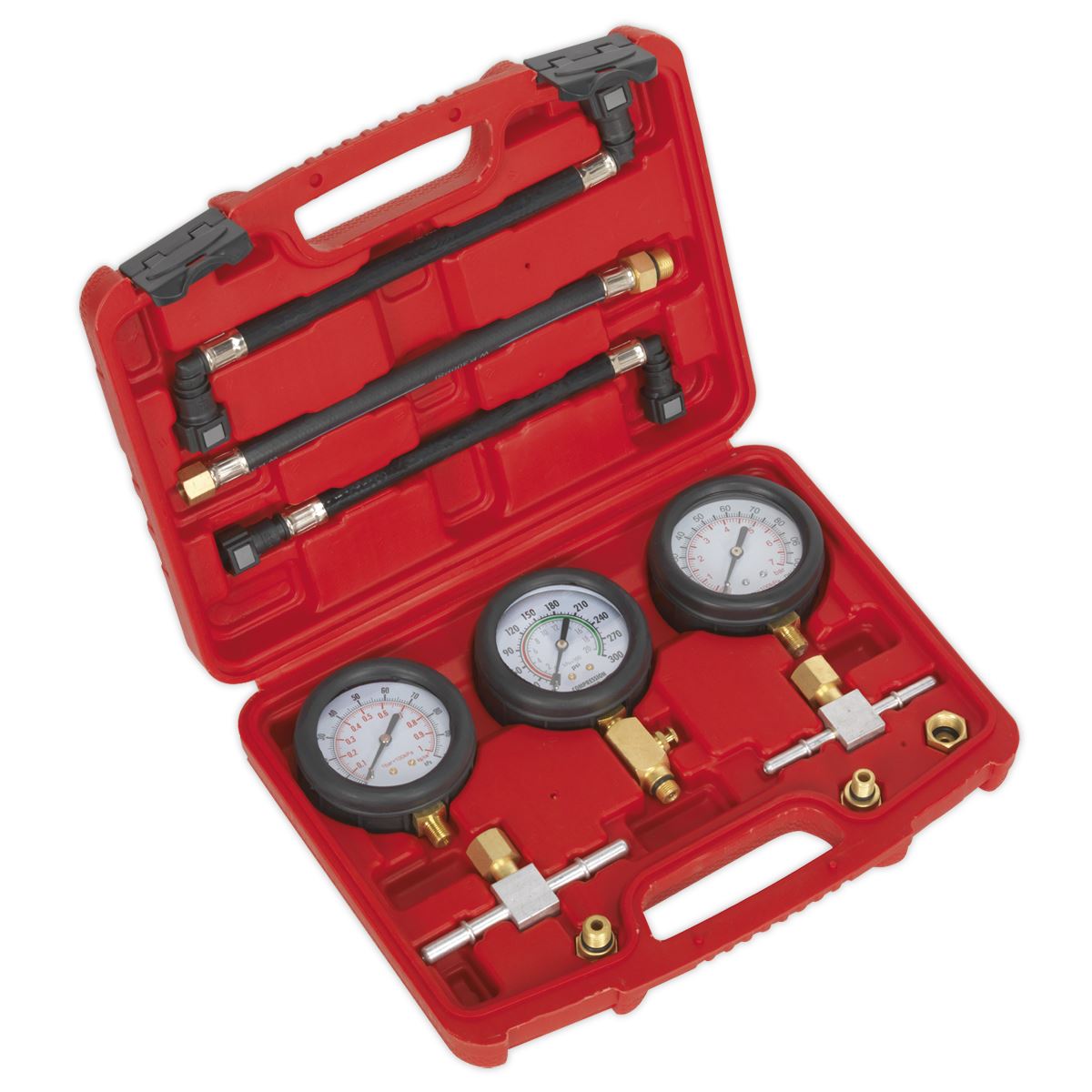 Sealey Motorcycle Compression & Fuel Pressure Gauge Set 3pc