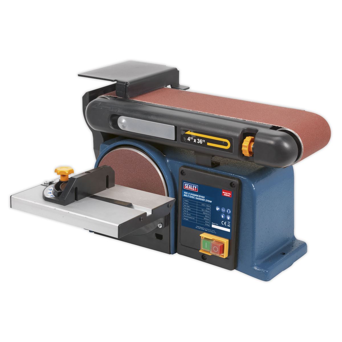 Sealey Belt/Disc Sander 915 x 100mm/Ø150mm 370W/230V