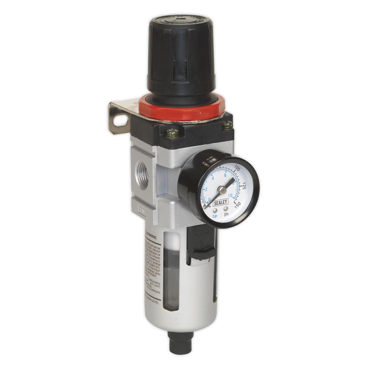 Sealey Air Filter Regulator With Gauge Workshop Air Pressure Drain Tap 3/8" BSP