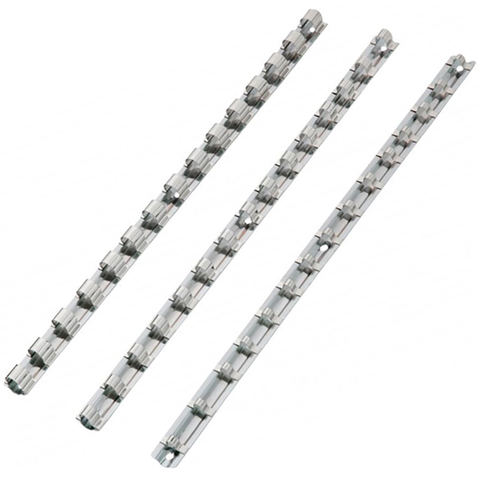 BlueSpot Steel Socket Rails for 1/4" 3/8" 1/2" Drive Sockets 3 Piece