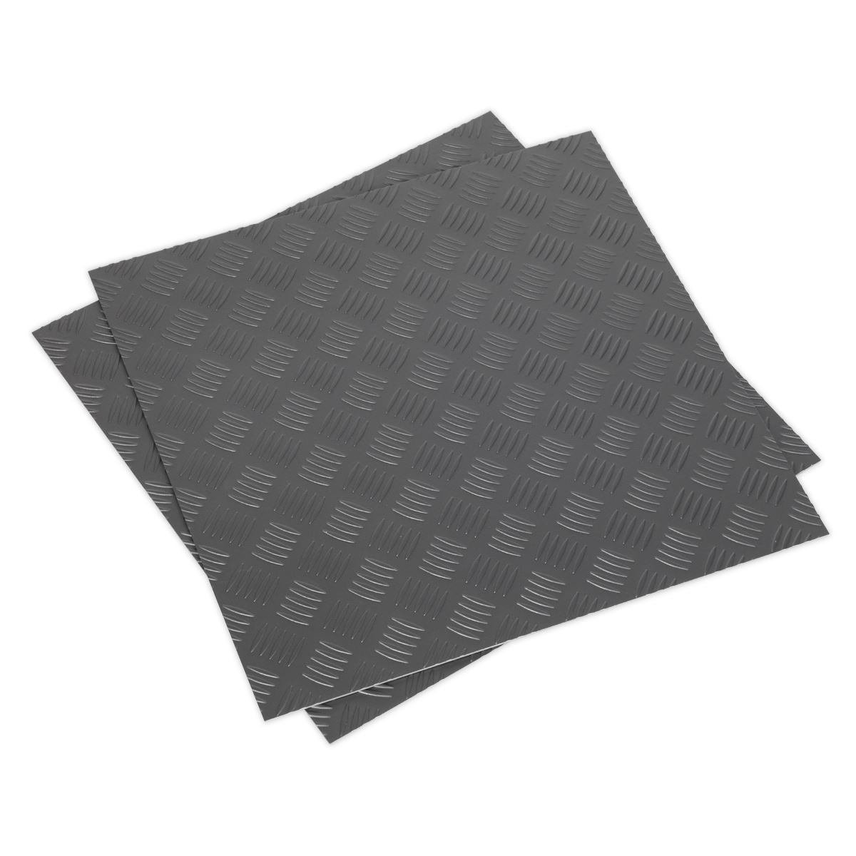 Sealey Vinyl Floor Tile with Peel & Stick Backing - Silver Treadplate Pack of 16