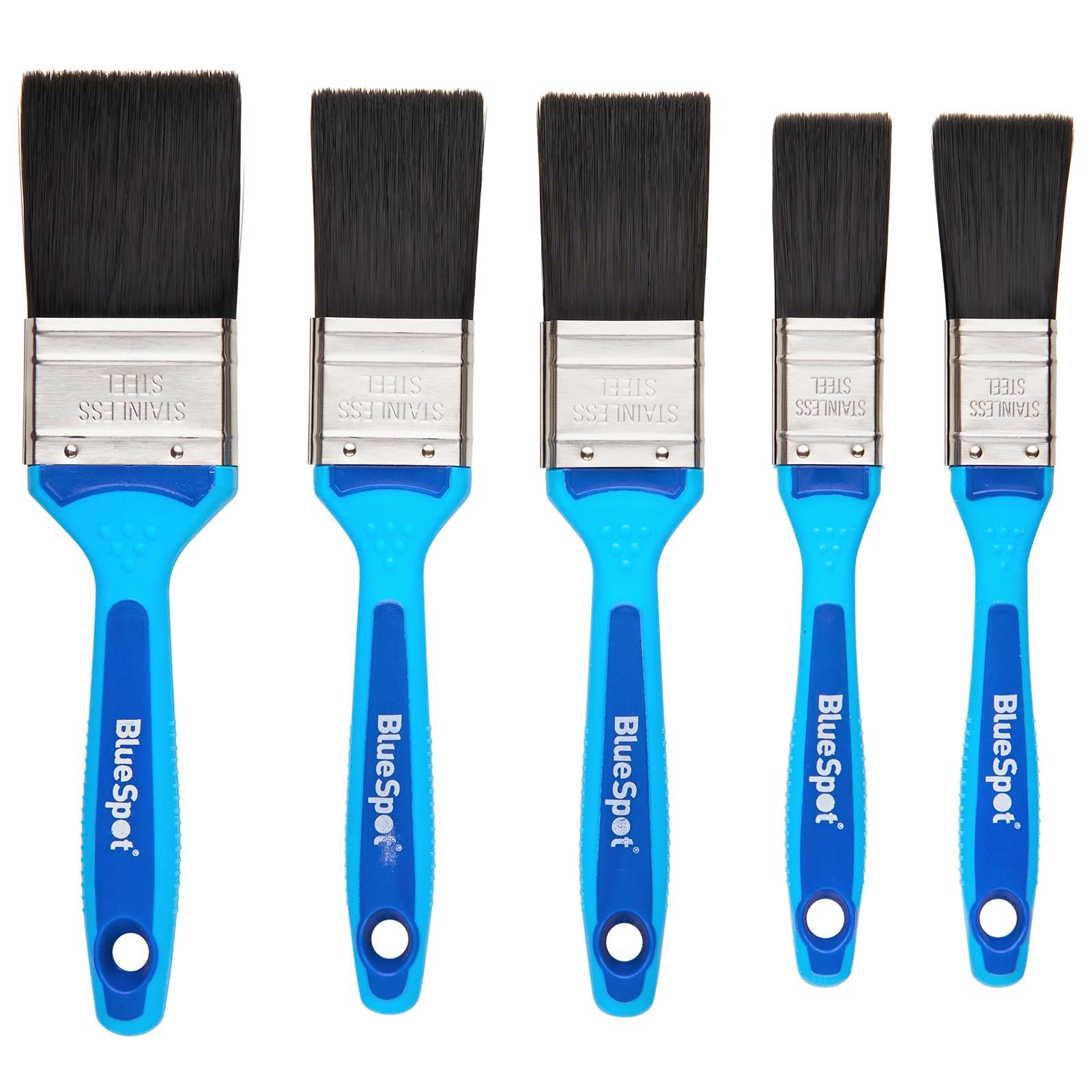 BlueSpot Synthetic Paint Brush Set with Soft Grip Handle 5 Piece 25mm-50mm