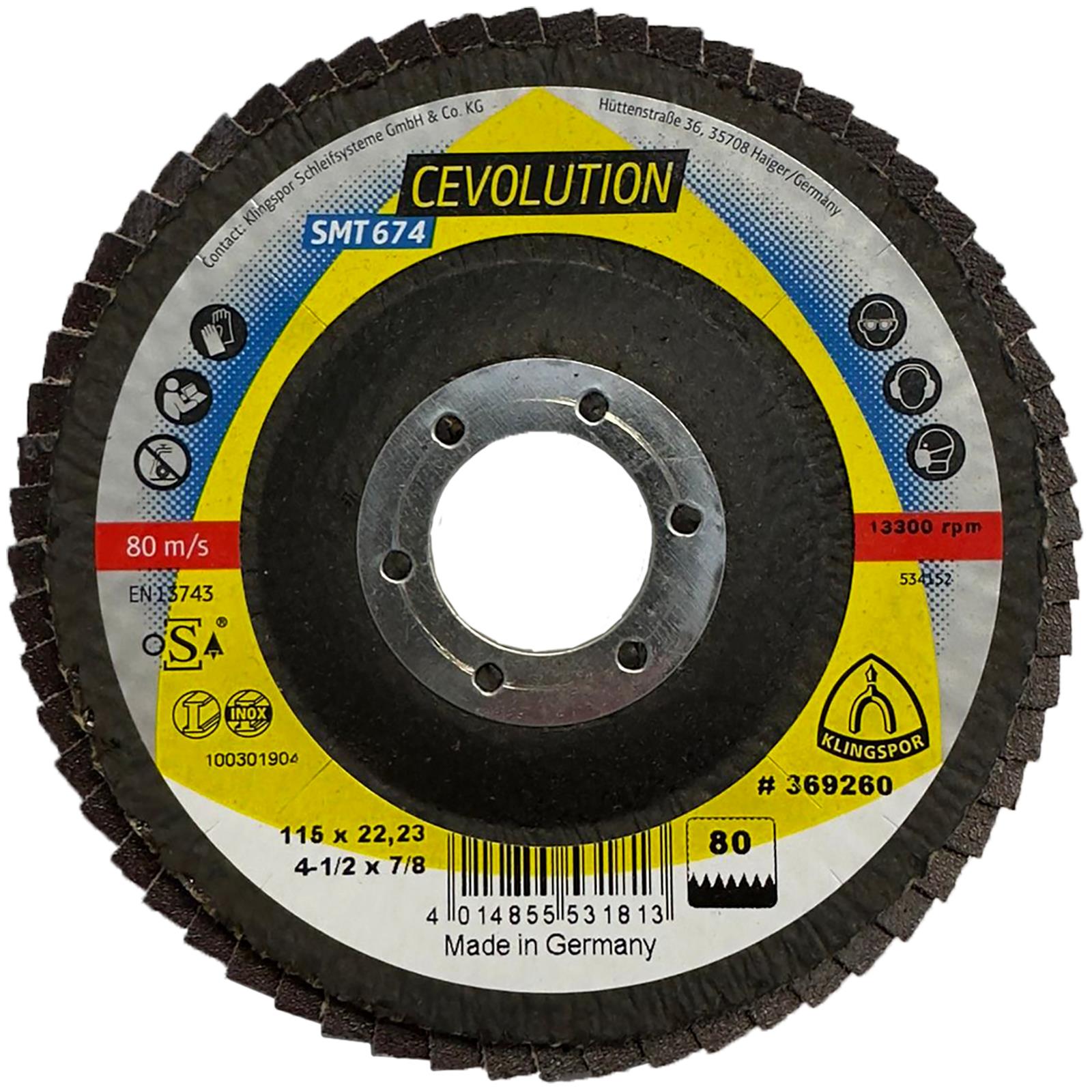 Klingspor Flap Disc Abrasive Mop Ceramic 115mm SMT674 Supra CEVOLUTION