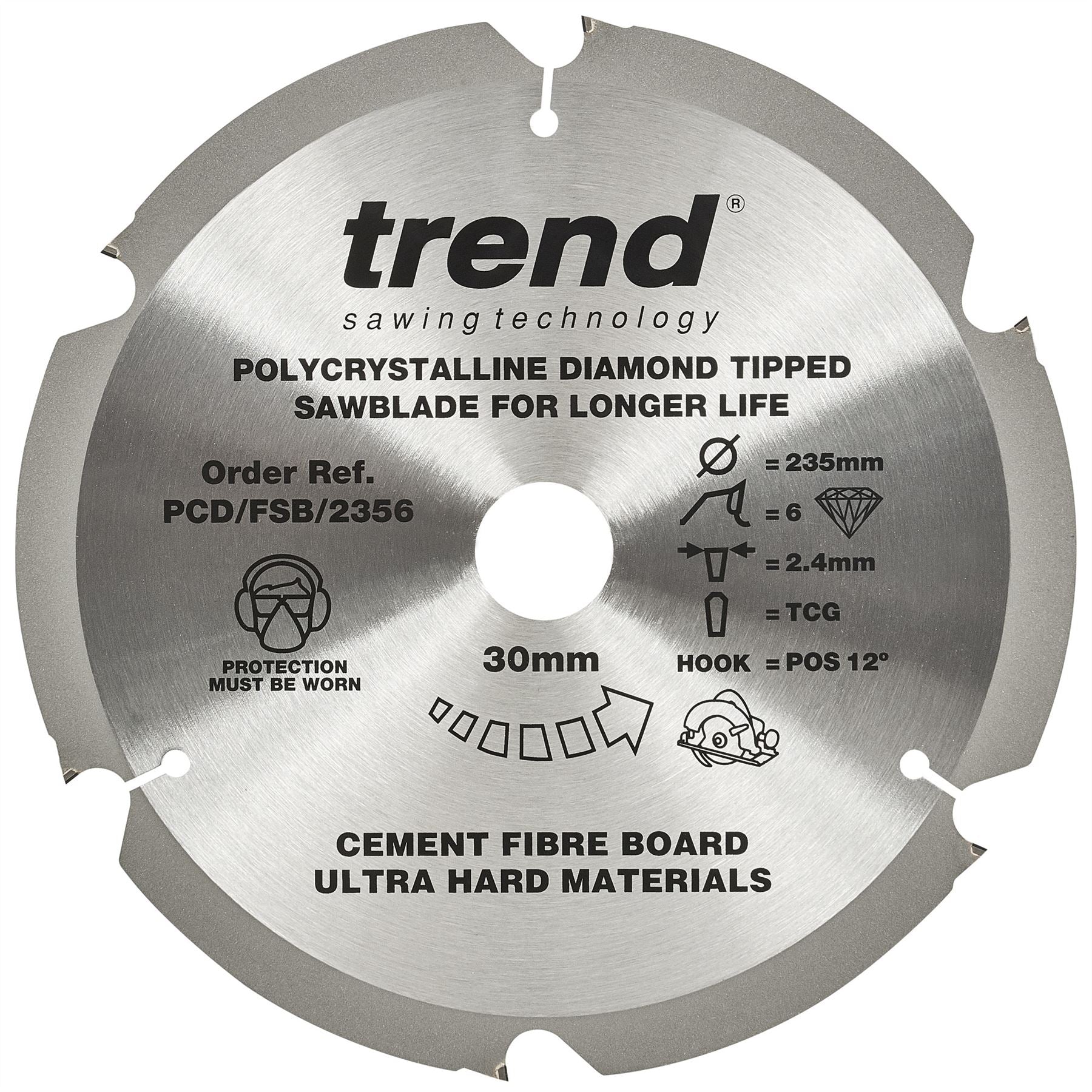 Trend Fibreboard Sawblade Pcd 235mm X 6T X 30mm PCD/FSB/2356