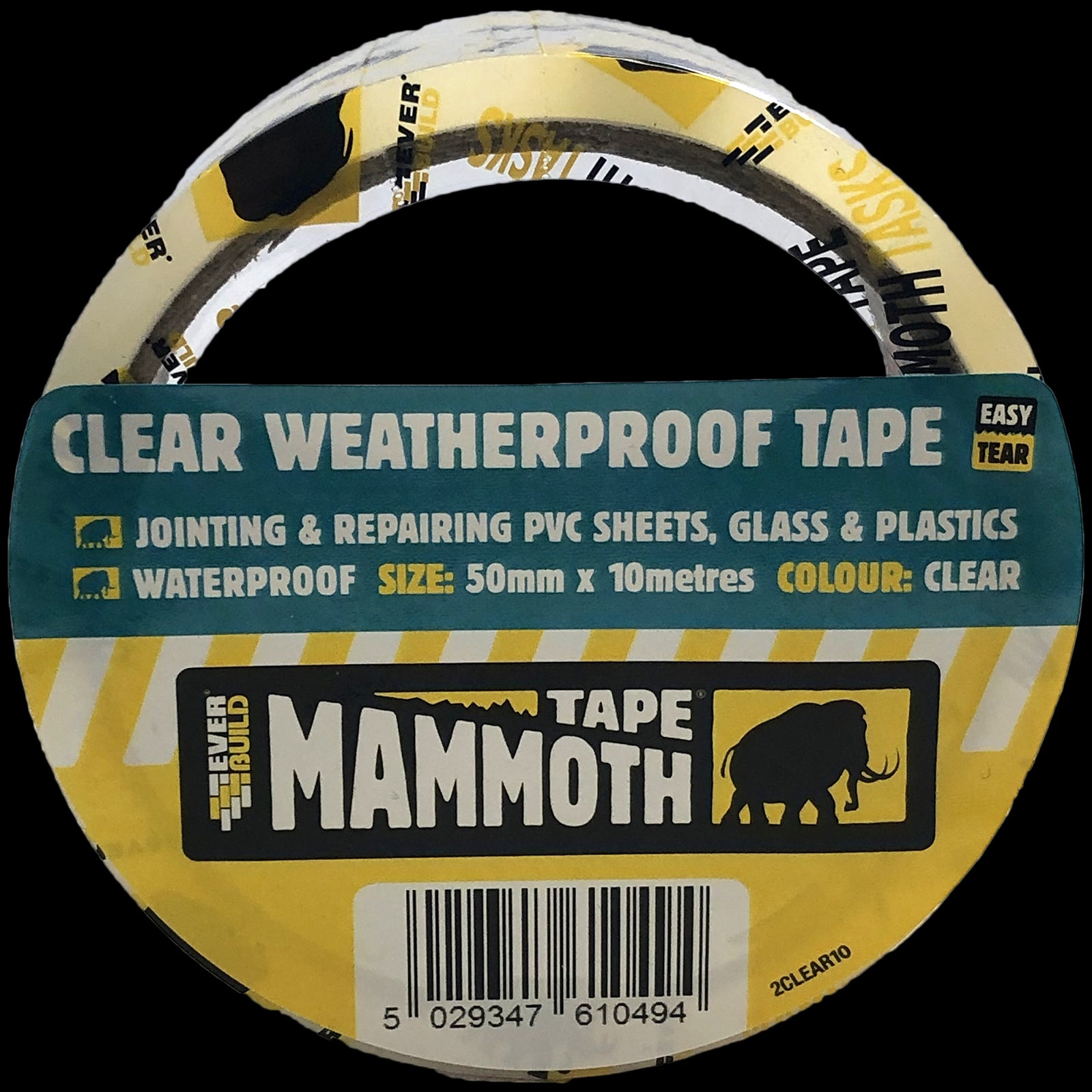 EverBuild Clear Weatherproof Tape Mammoth 50mm x 10m Easy Tear Waterproof