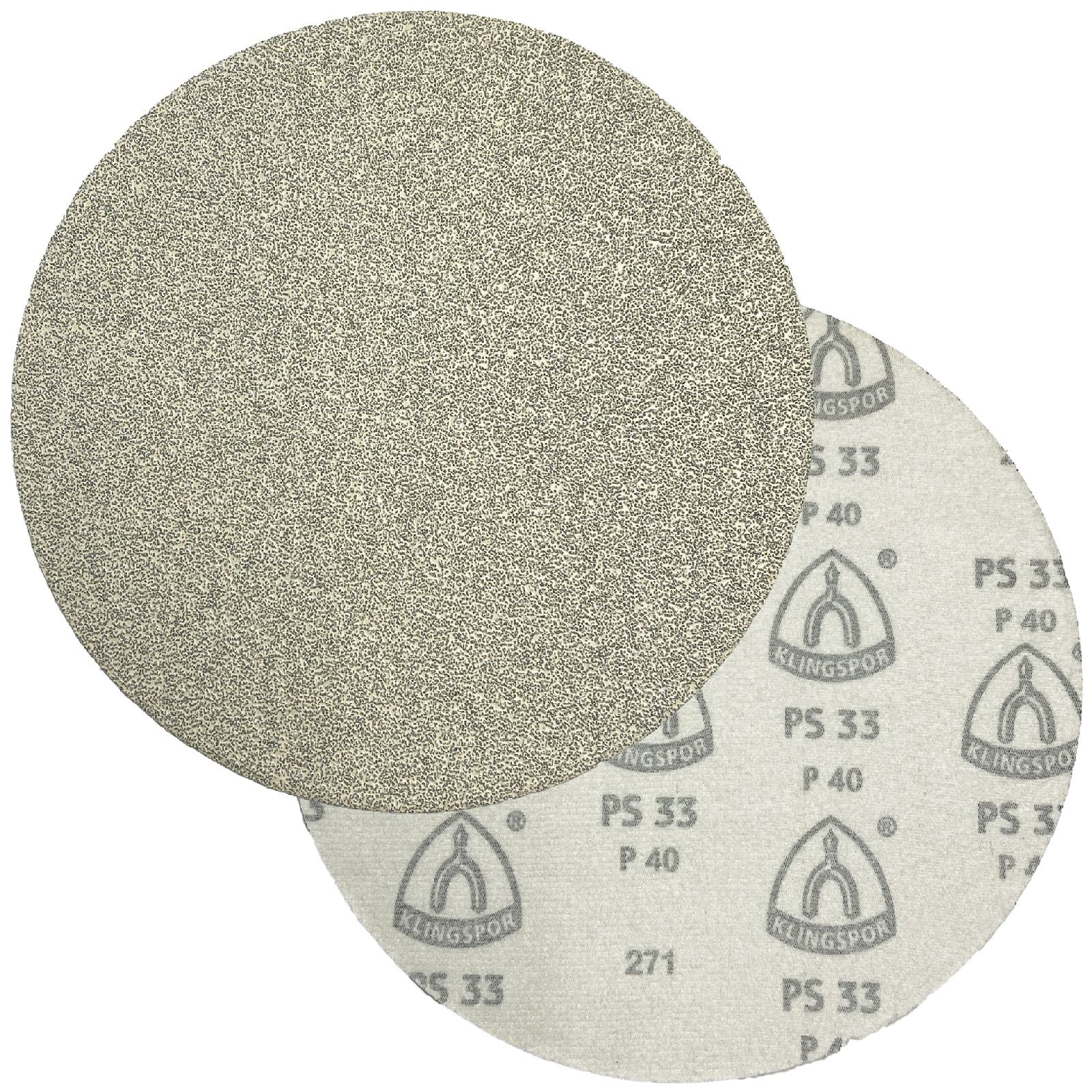 Klingspor Abrasive Sanding Discs Hook and Loop 225mm PS33CK No Hole Aluminium Oxide 40-120 Grit
