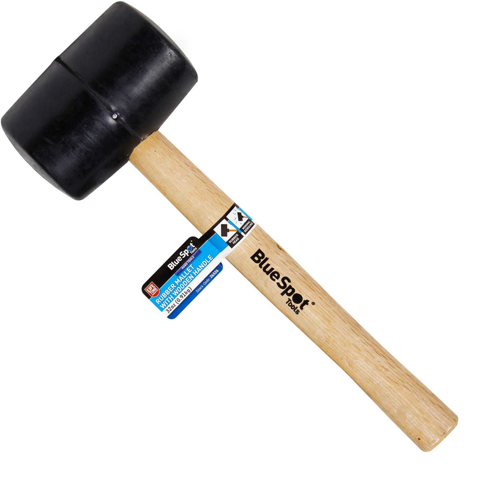 BlueSpot Black Rubber Mallet With Wooden Handle 32oz