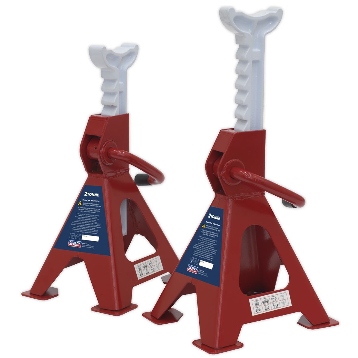 Sealey Axle Stands (Pair) 2 Tonne Capacity per Stand Ratchet Type