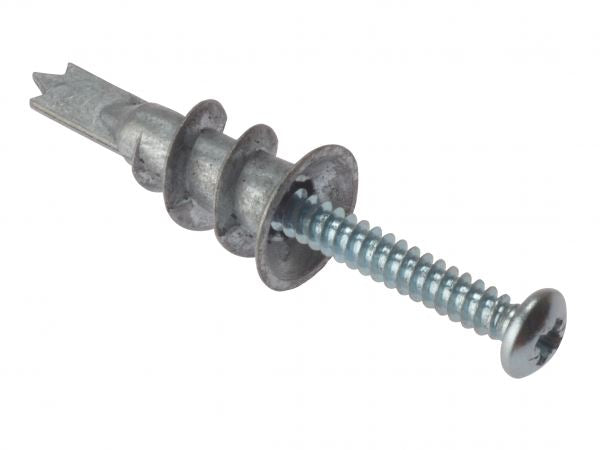 ForgeFix 100 Pack Zinc Alloy Plasterboard Cavity Wall Anchor Screws 4.5 x 35mm Screw