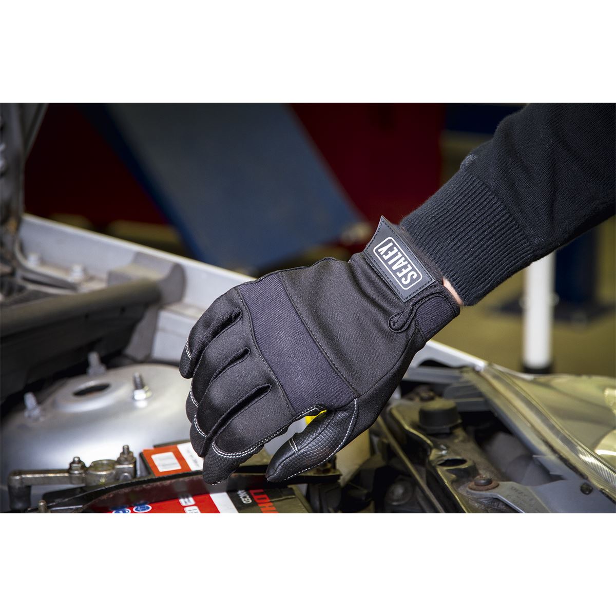 Sealey Premier Mechanic's Gloves Light Palm Tactouch - Large