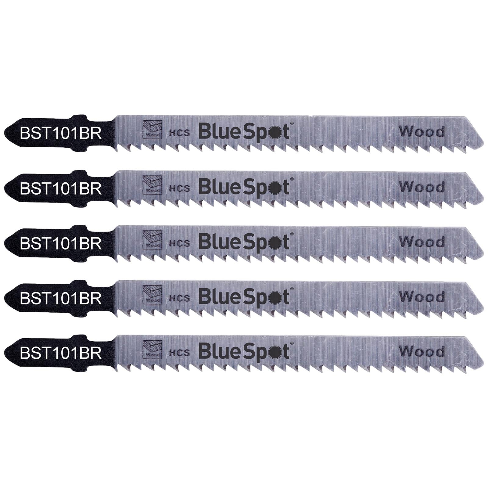 BlueSpot Jigsaw Blades 5 Piece Reverse Pitch for Wood 10 TPI T101BR