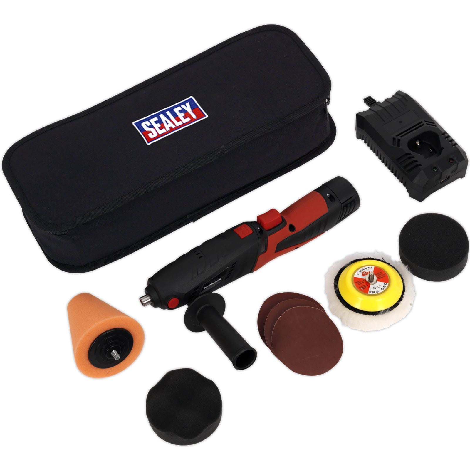 Sealey Cordless Mini Sander Polisher Kit 75mm 12V Lithium-ion