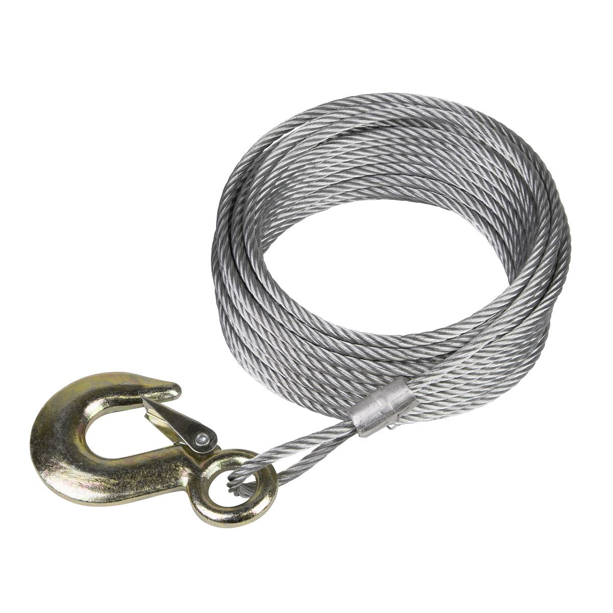 Sealey Winch Cable/Wire Rope Ø5.1mm x 10m 810kg Breaking Strength with Forged Hook