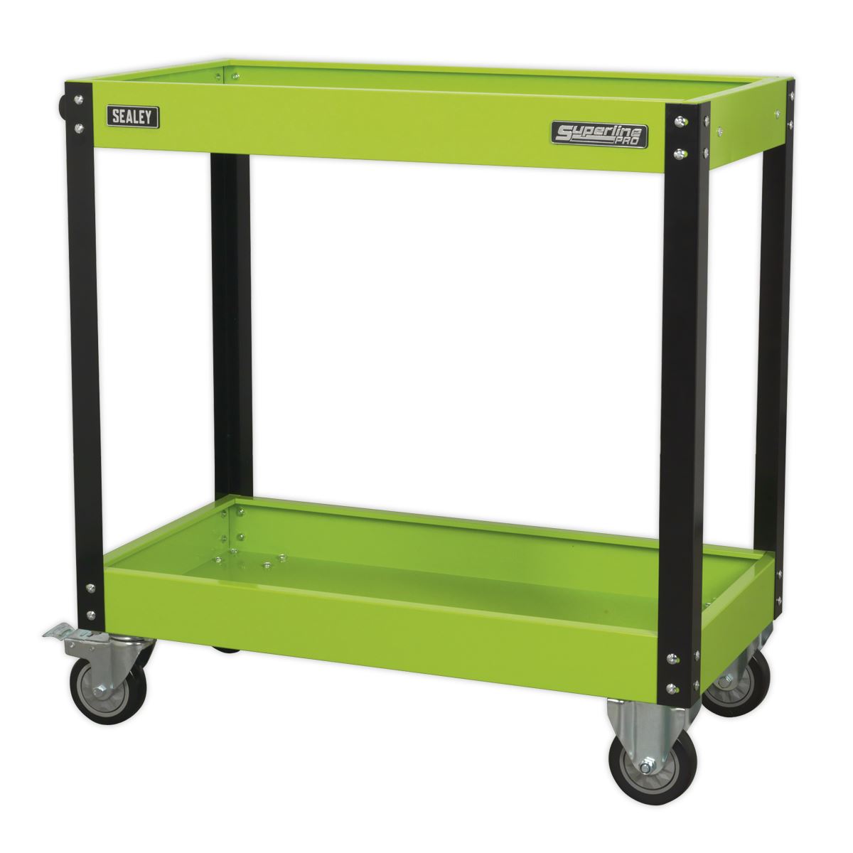 Sealey Superline Pro Workshop Trolley 2-Level Heavy-Duty - Hi-Vis Green