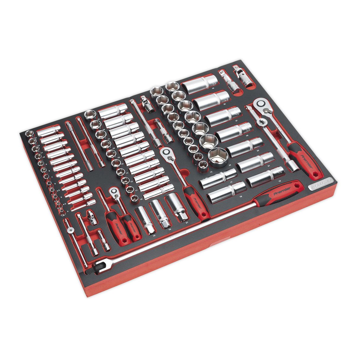 Sealey Premier Tool Tray with Socket Set 91pc 1/4", 3/8" & 1/2"Sq Drive
