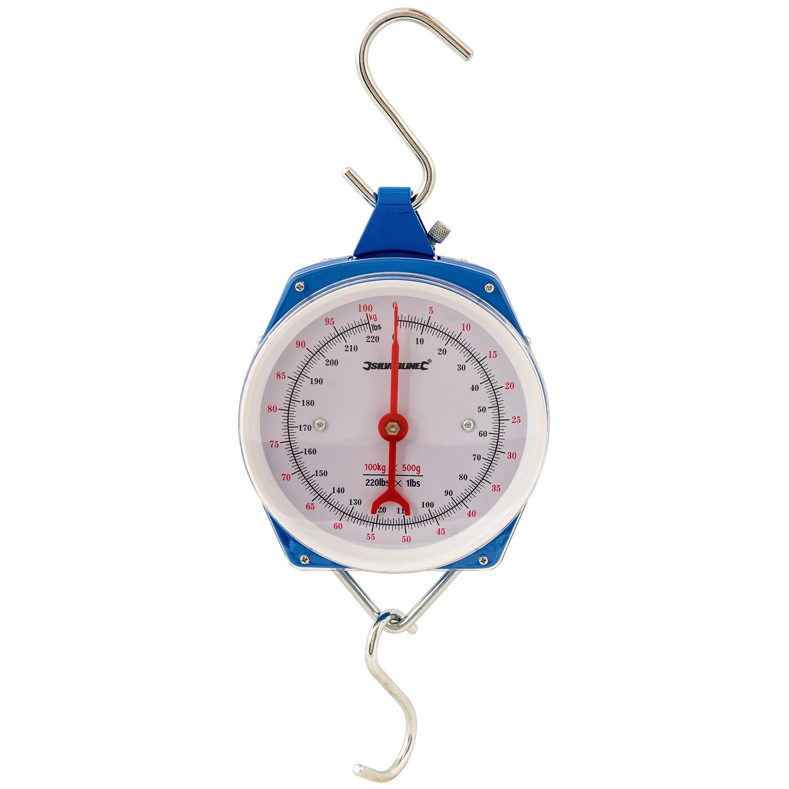 Silverline Hanging Scales Heavy Duty 100kg Metric and Imperial Rigid Hook Fishing