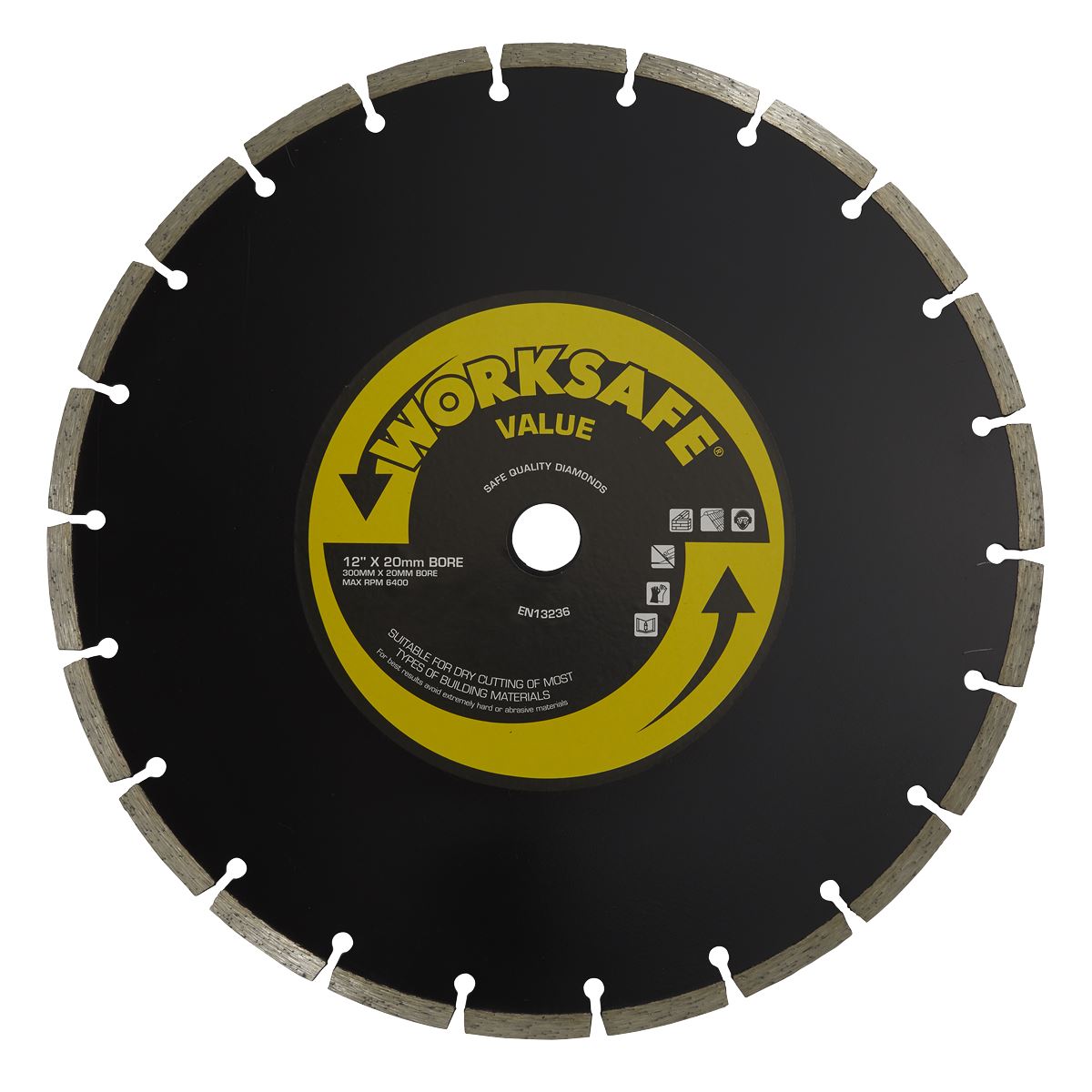 Worksafe by Sealey Diamond Cutting Blade 300mm x 20mm Bore Value